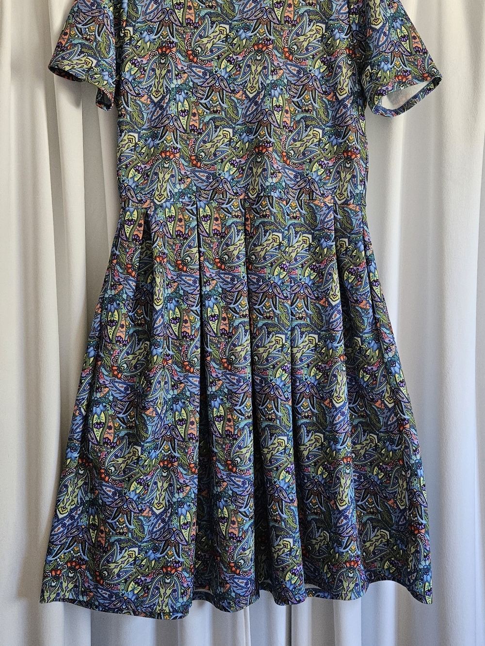 LulaRoe Blue Paisley Fit & Flare Dress w/ Pockets